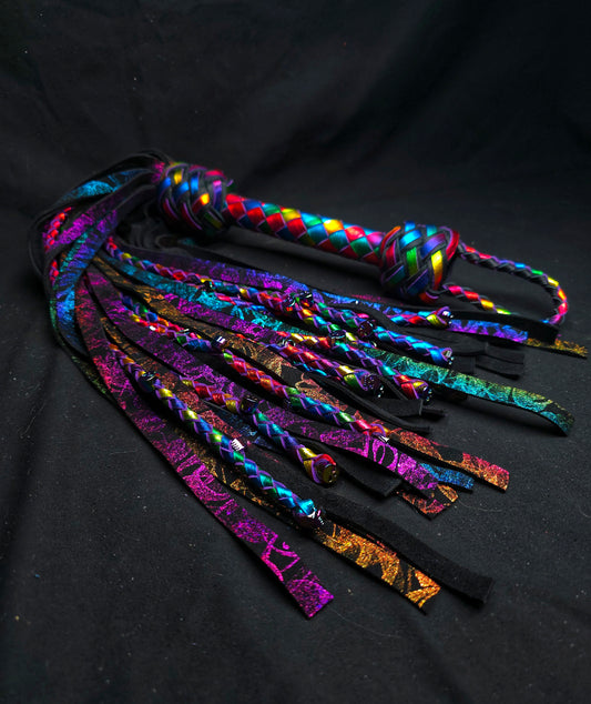 Rainbow Jekyll and Hyde Skull Flogger- In Stock