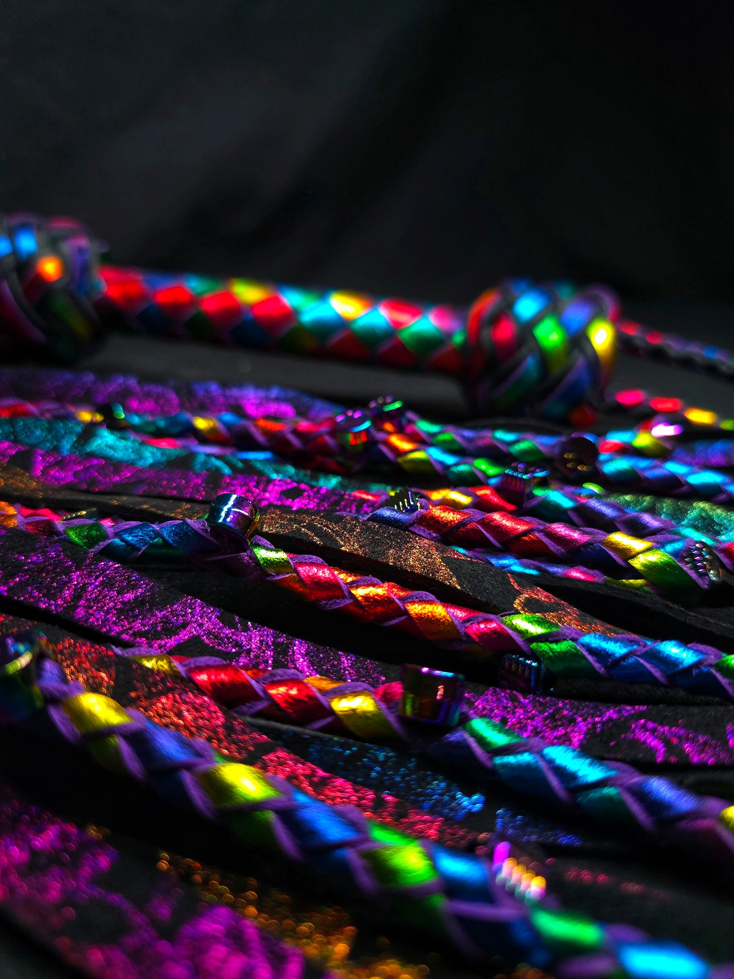 Rainbow Jekyll and Hyde Skull Flogger- In Stock