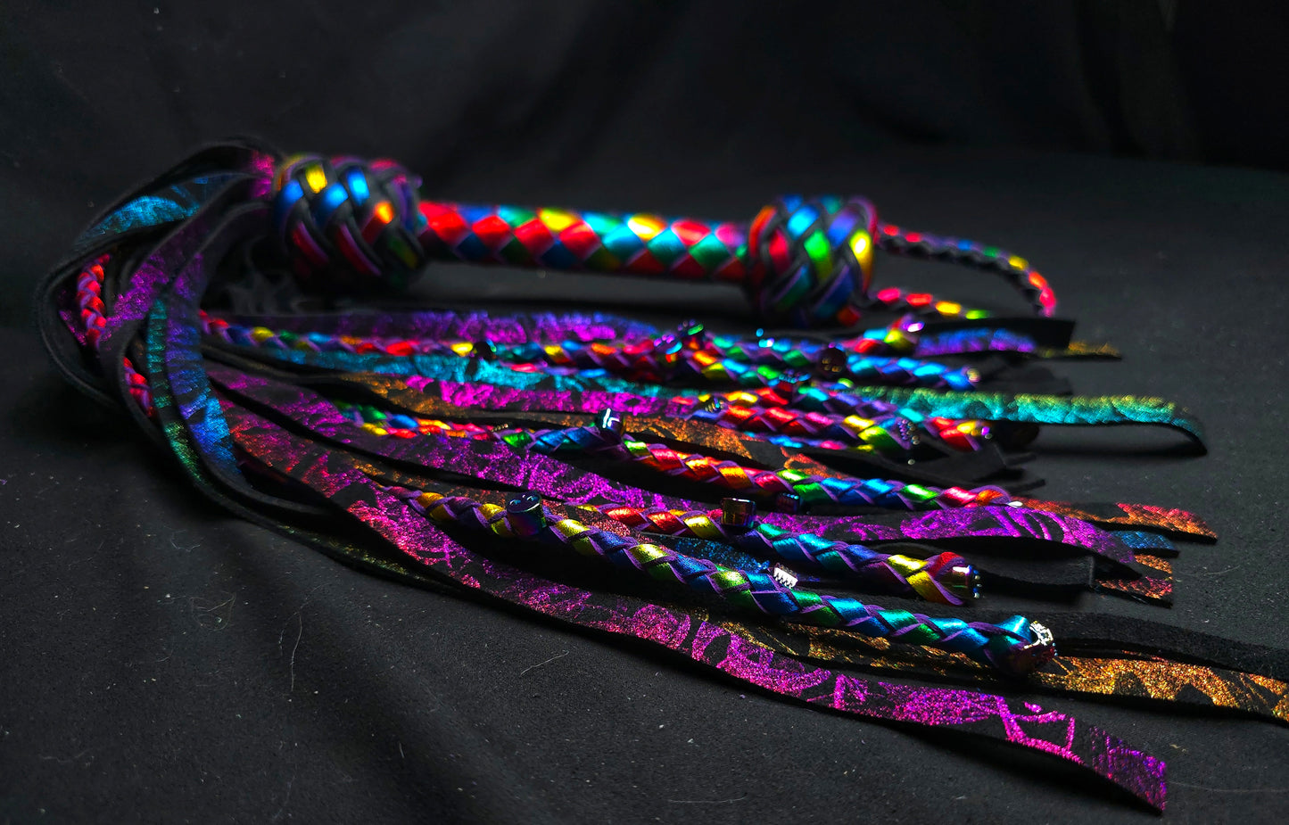 Rainbow Jekyll and Hyde Skull Flogger- In Stock