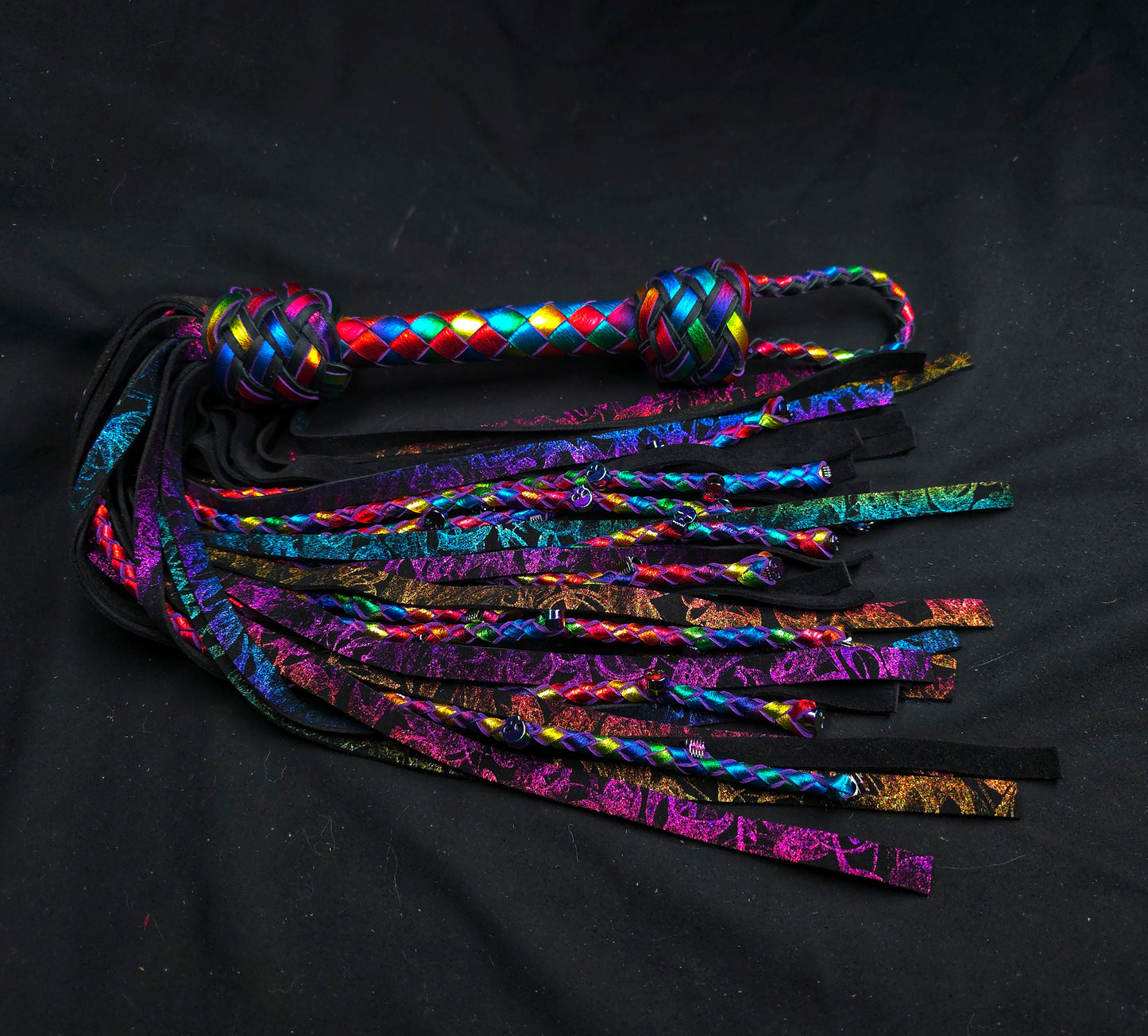 Rainbow Jekyll and Hyde Skull Flogger- In Stock