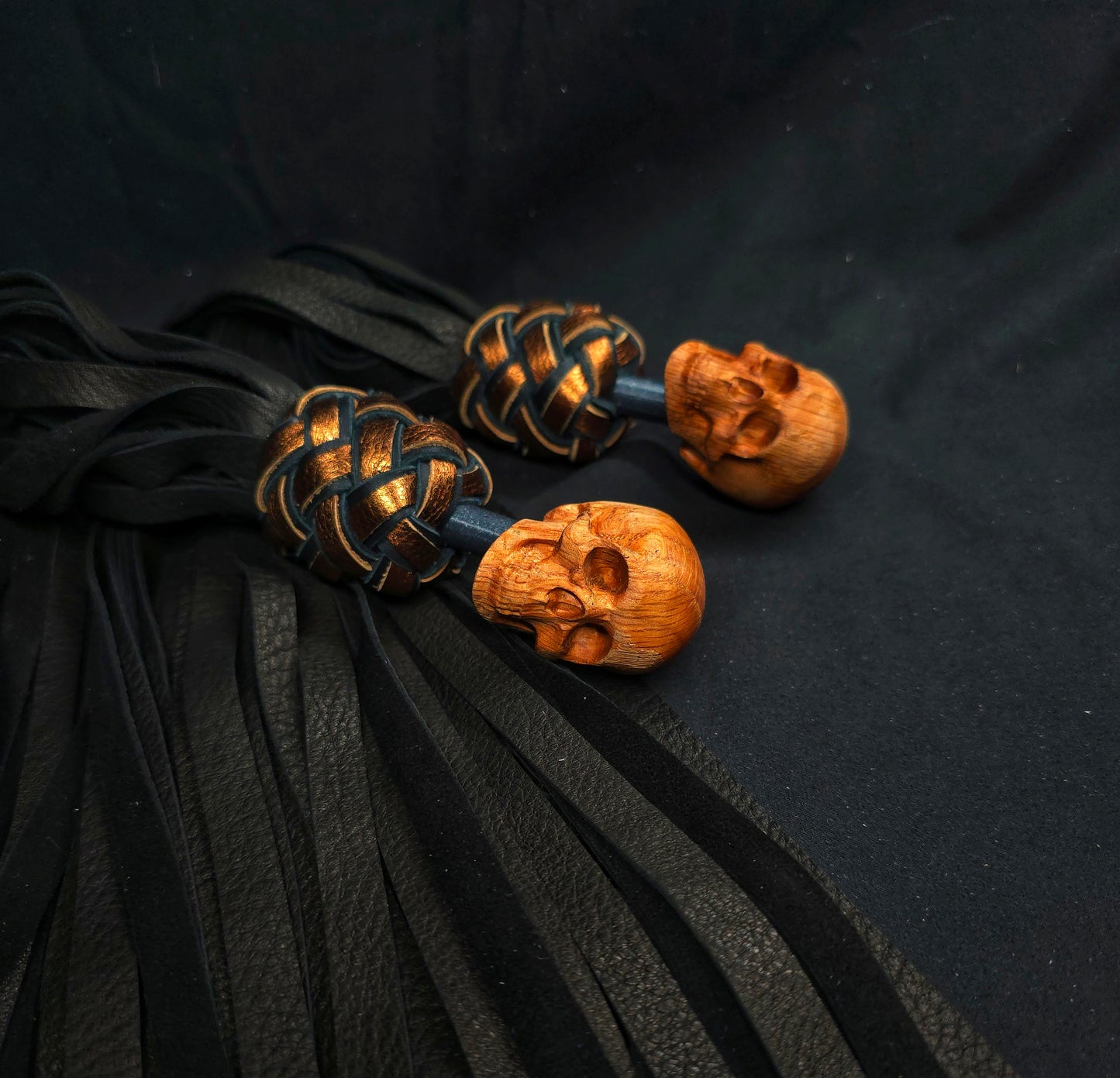 Skull Finger Floggers with Deerskin tails- Made to Order