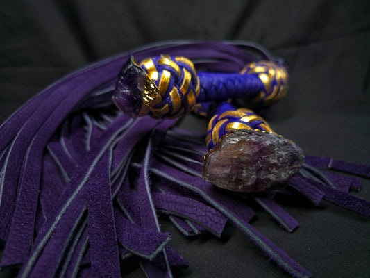 Amethyst Velvet Leather Flogger- In Stock