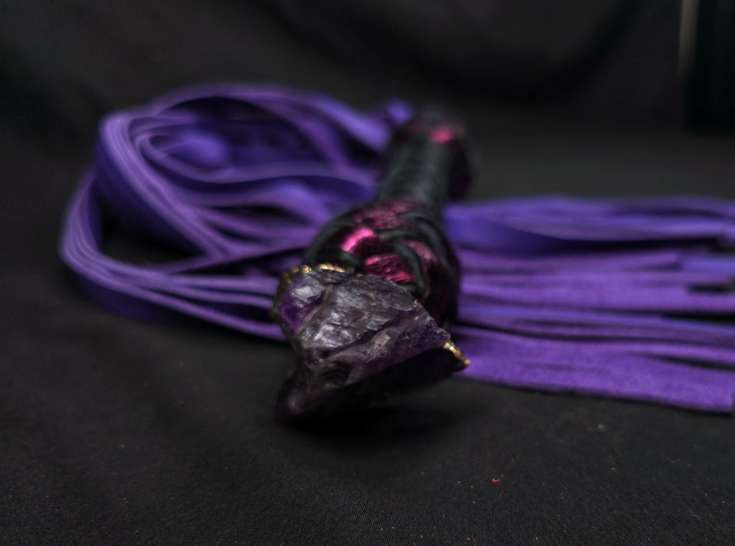 Amethyst Flogger with Lavender Cowhide Tails- In Stock