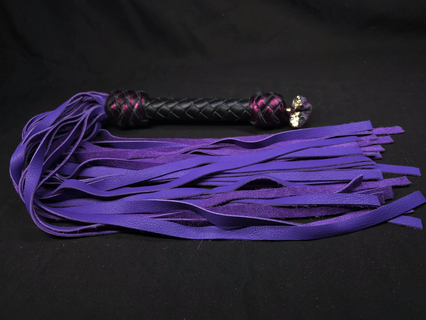 Amethyst Flogger with Lavender Cowhide Tails- In Stock