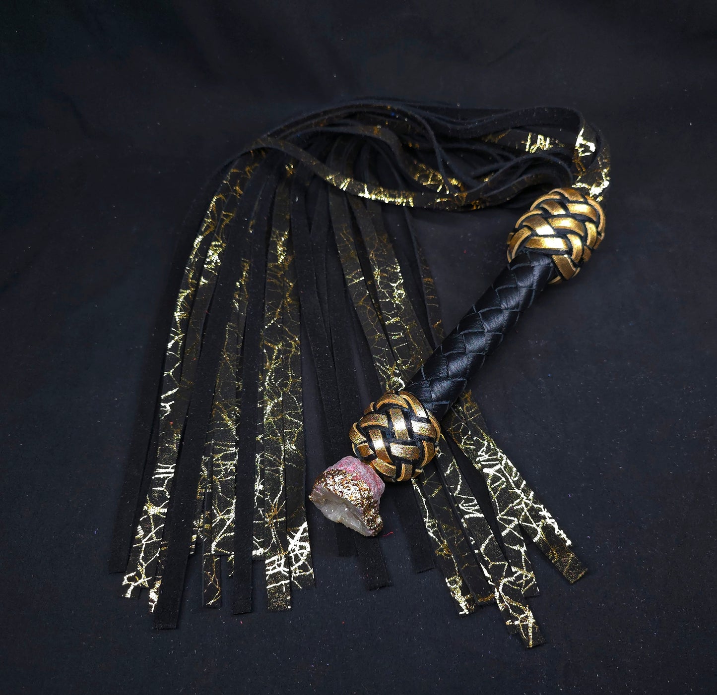 Black and Gold Quartz Geode Flogger- In Stock