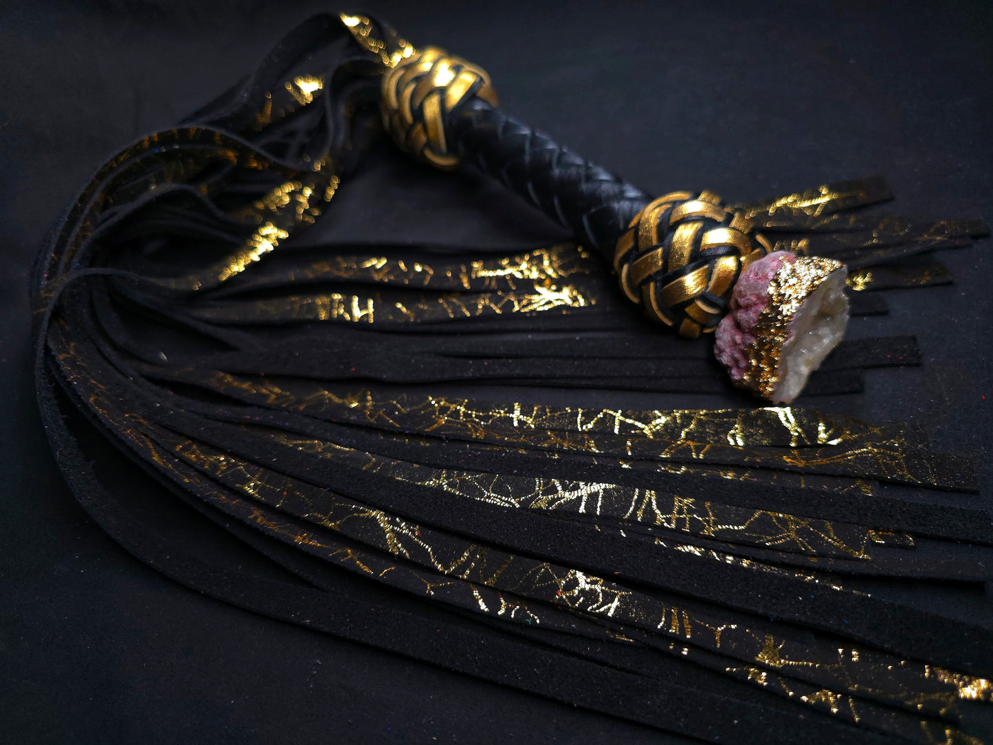 Black and Gold Quartz Geode Flogger- In Stock