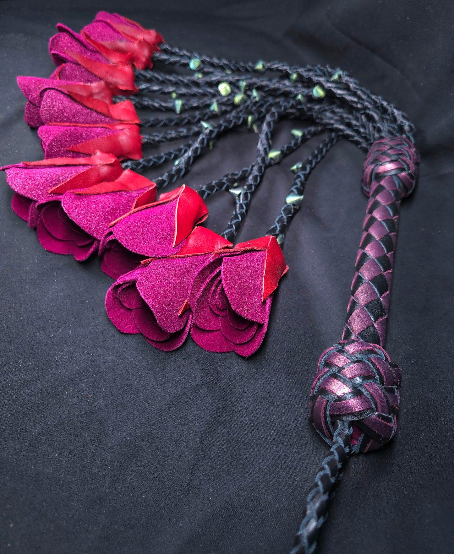 Burgundy Shimmer Rose Flogger- MADE TO ORDER