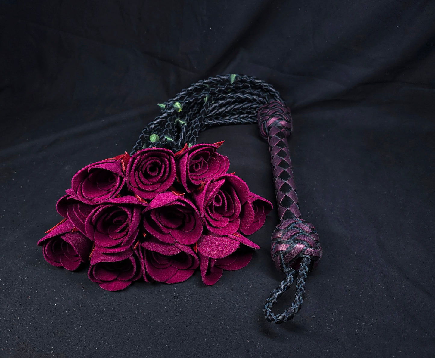 Burgundy Shimmer Rose Flogger- MADE TO ORDER