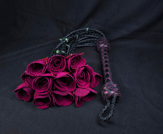 Burgundy Shimmer Rose Flogger- MADE TO ORDER