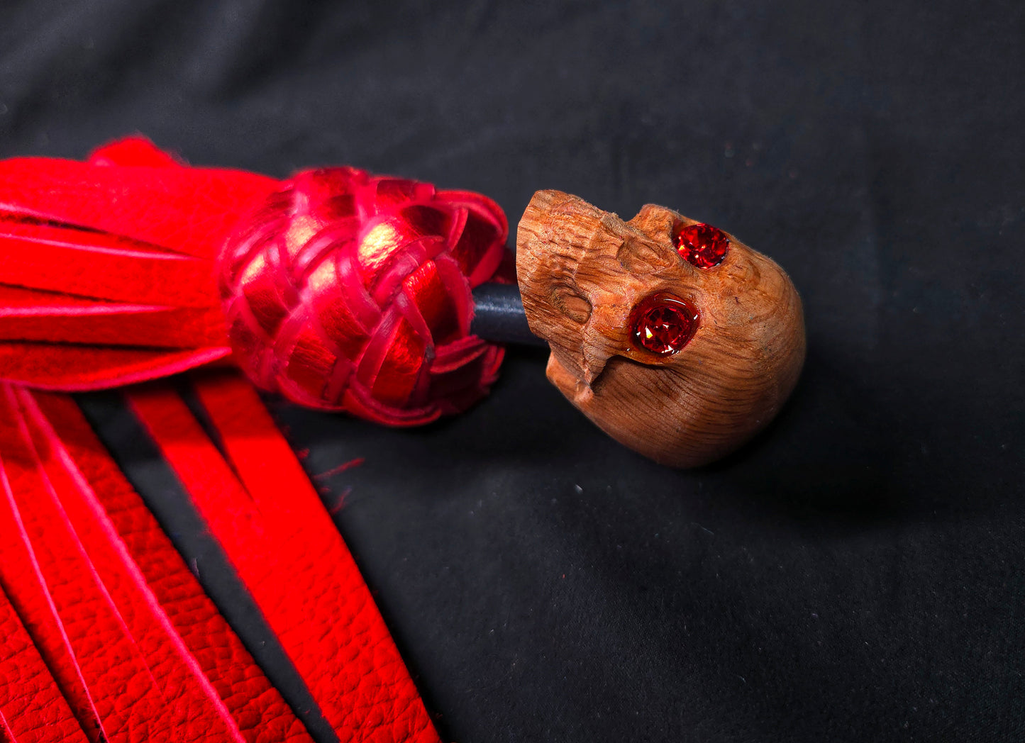 Red Skull Flogger with Bejeweled Eyes- In Stock