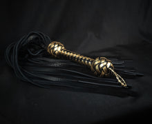 Load image into Gallery viewer, Black and Gold Bison Flogger XL- In Stock