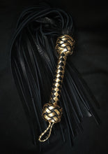 Load image into Gallery viewer, Black and Gold Bison Flogger XL- In Stock