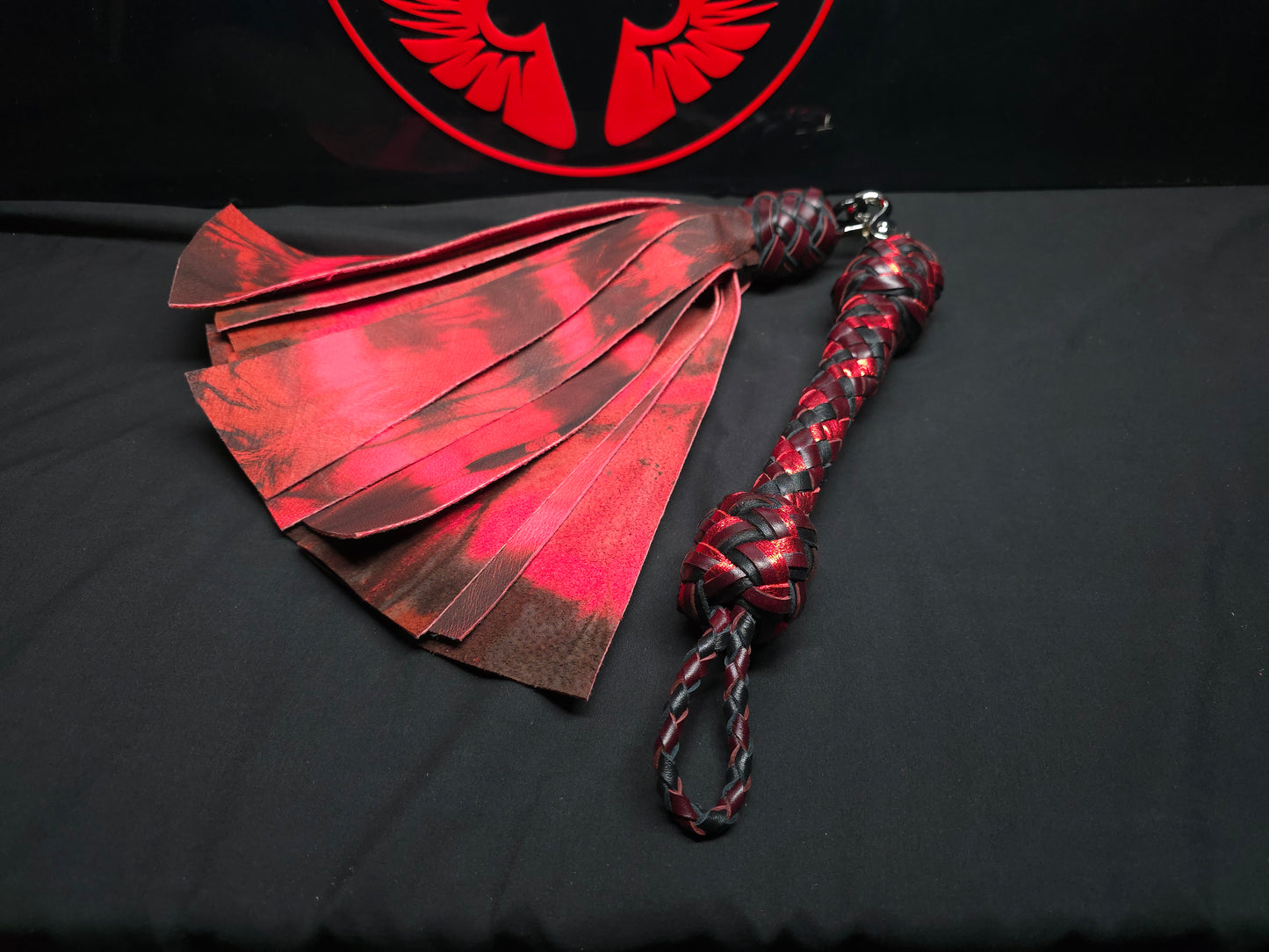 Red Doro Leather Fan Tail Flogger- Made to Order