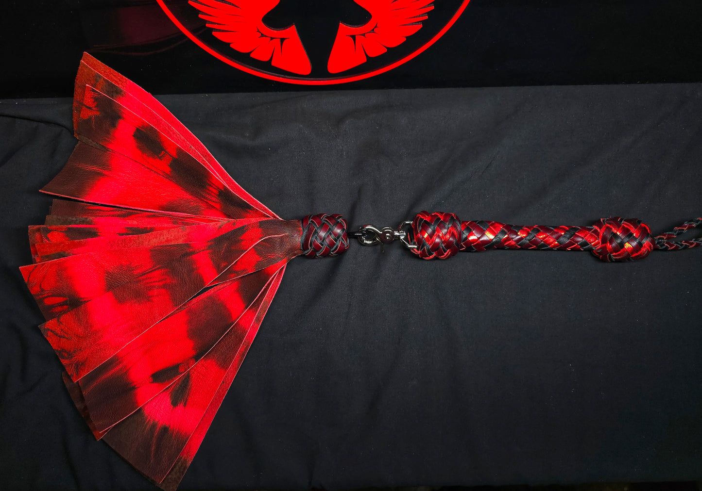 Red Doro Leather Fan Tail Flogger- Made to Order