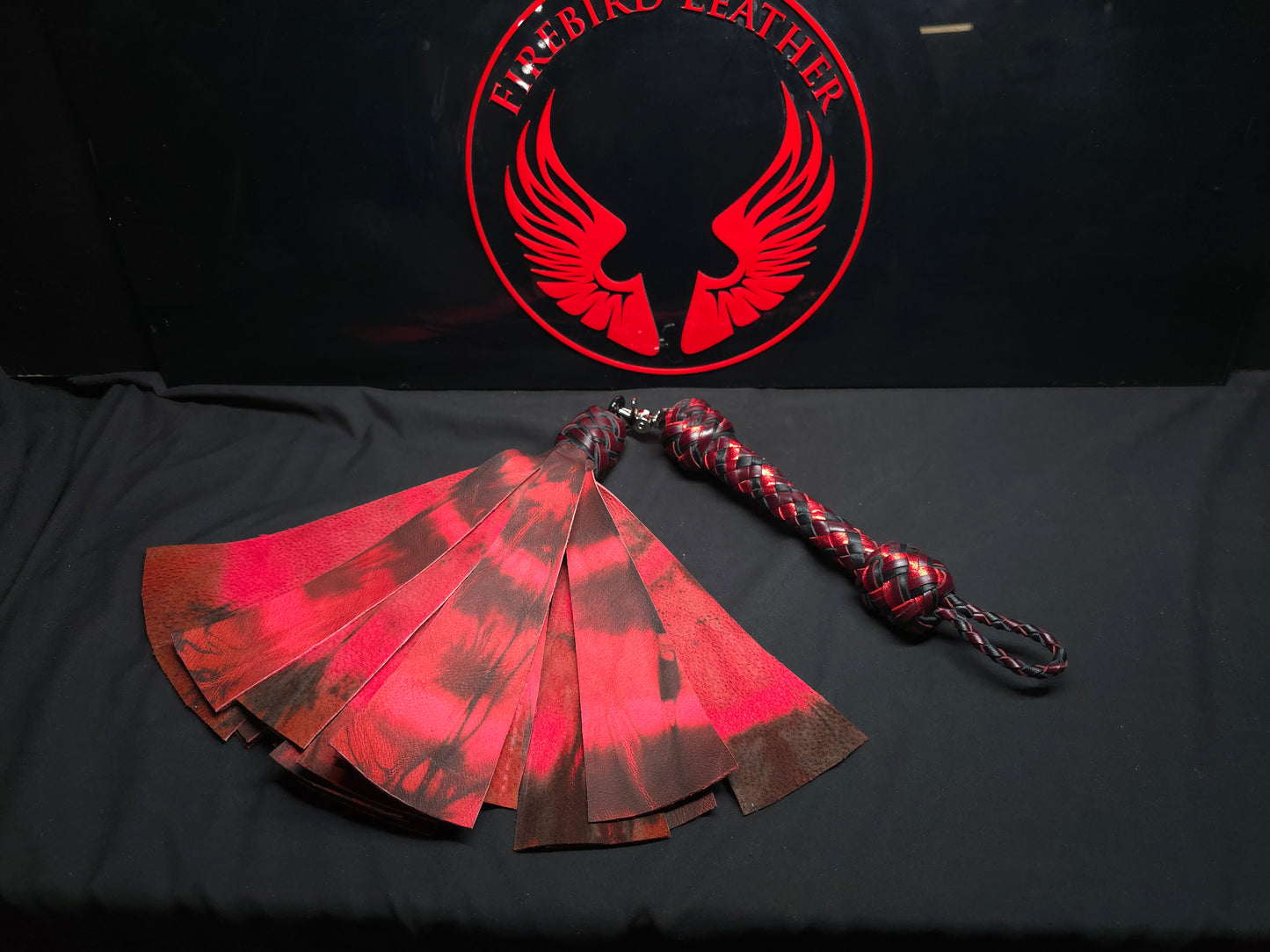 Red Doro Leather Fan Tail Flogger- Made to Order