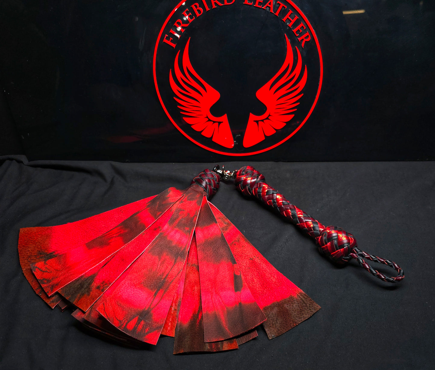 Red Doro Leather Fan Tail Flogger- Made to Order
