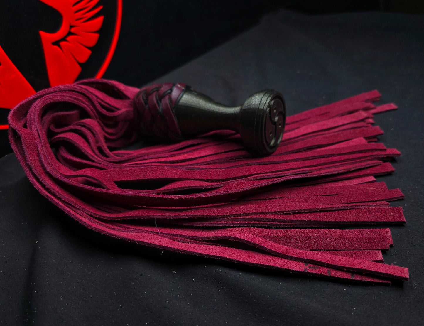 Burgundy Suede Leather Ball handle Flogger- In Stock