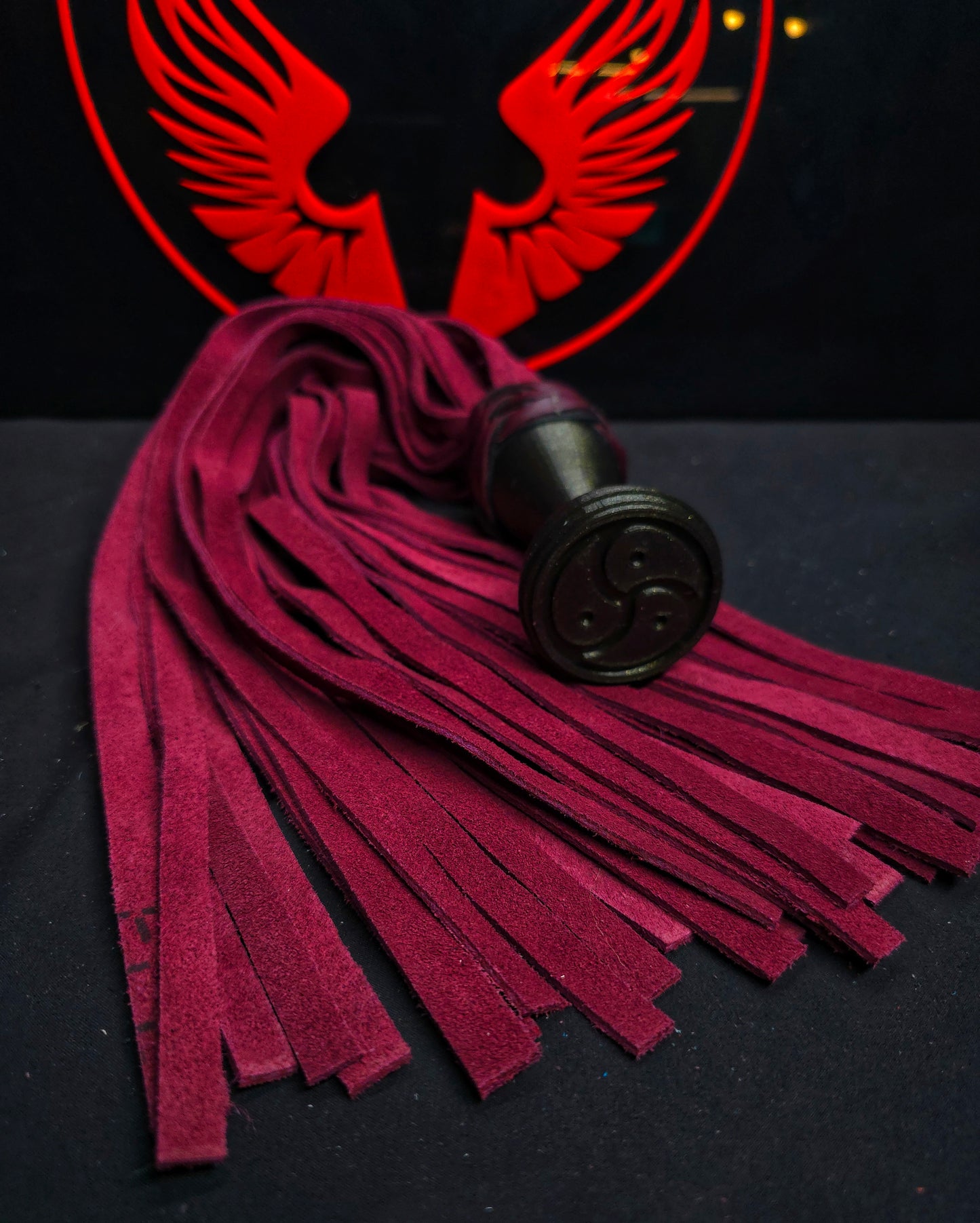 Burgundy Suede Leather Ball handle Flogger- In Stock