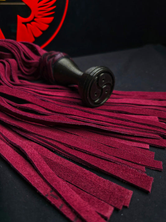 Burgundy Suede Leather Ball handle Flogger- In Stock