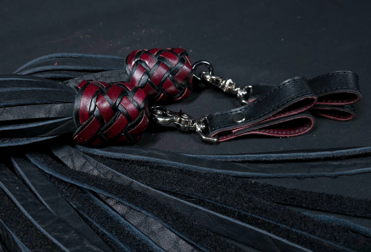 Black and Red Bison Finger Floggers- In Stock