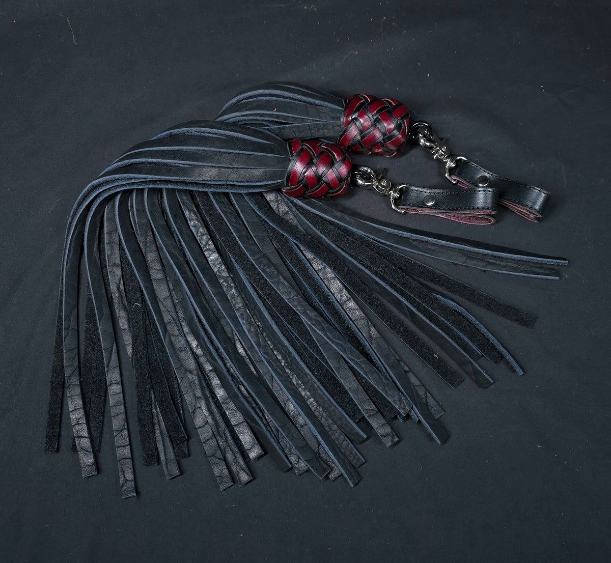 Black and Red Bison Finger Floggers- In Stock