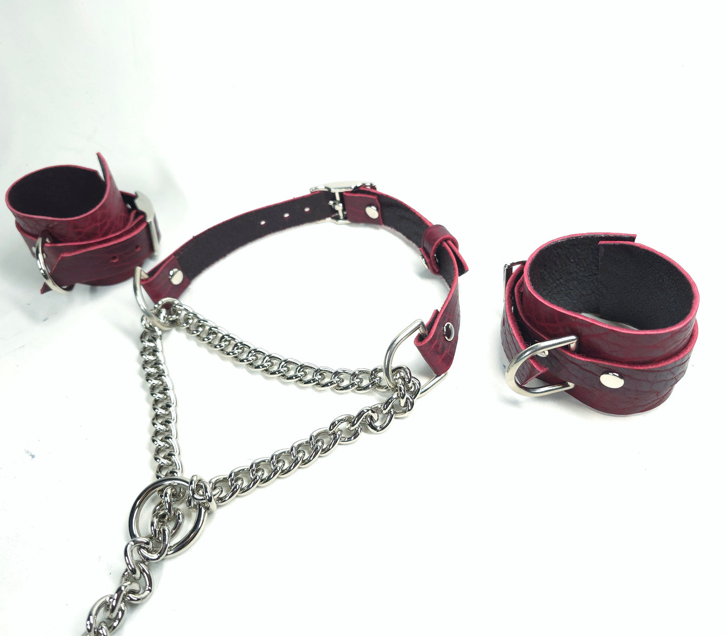 Black Cherry Martingale Collar and Cuffs- In Stock