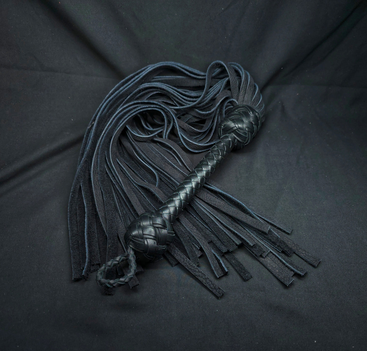 Black Velvet Leather Flogger- Size Large- Extra Thud