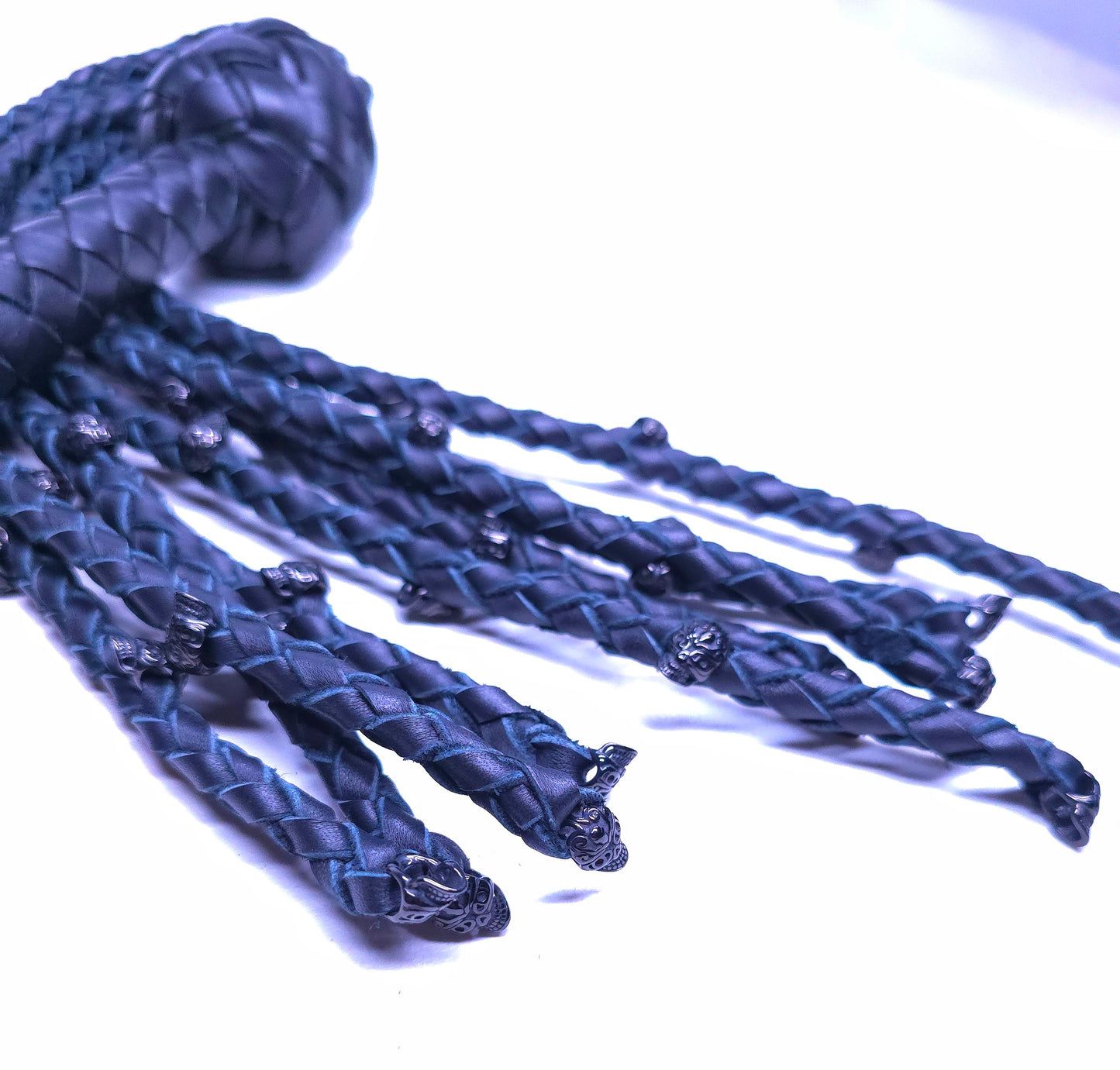 Voodoo Black Skull Cat O Nine Flogger- Made to Order