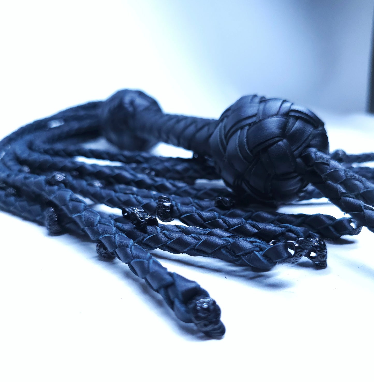 Voodoo Black Skull Cat O Nine Flogger- Made to Order