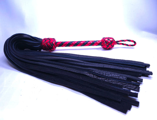 Black and Red Soft Bison Flogger- Large- In Stock