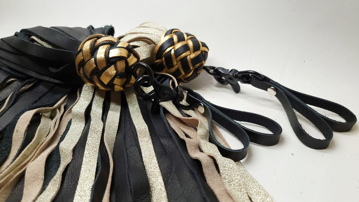 Black and Gold Mop Finger Floggers- In Stock