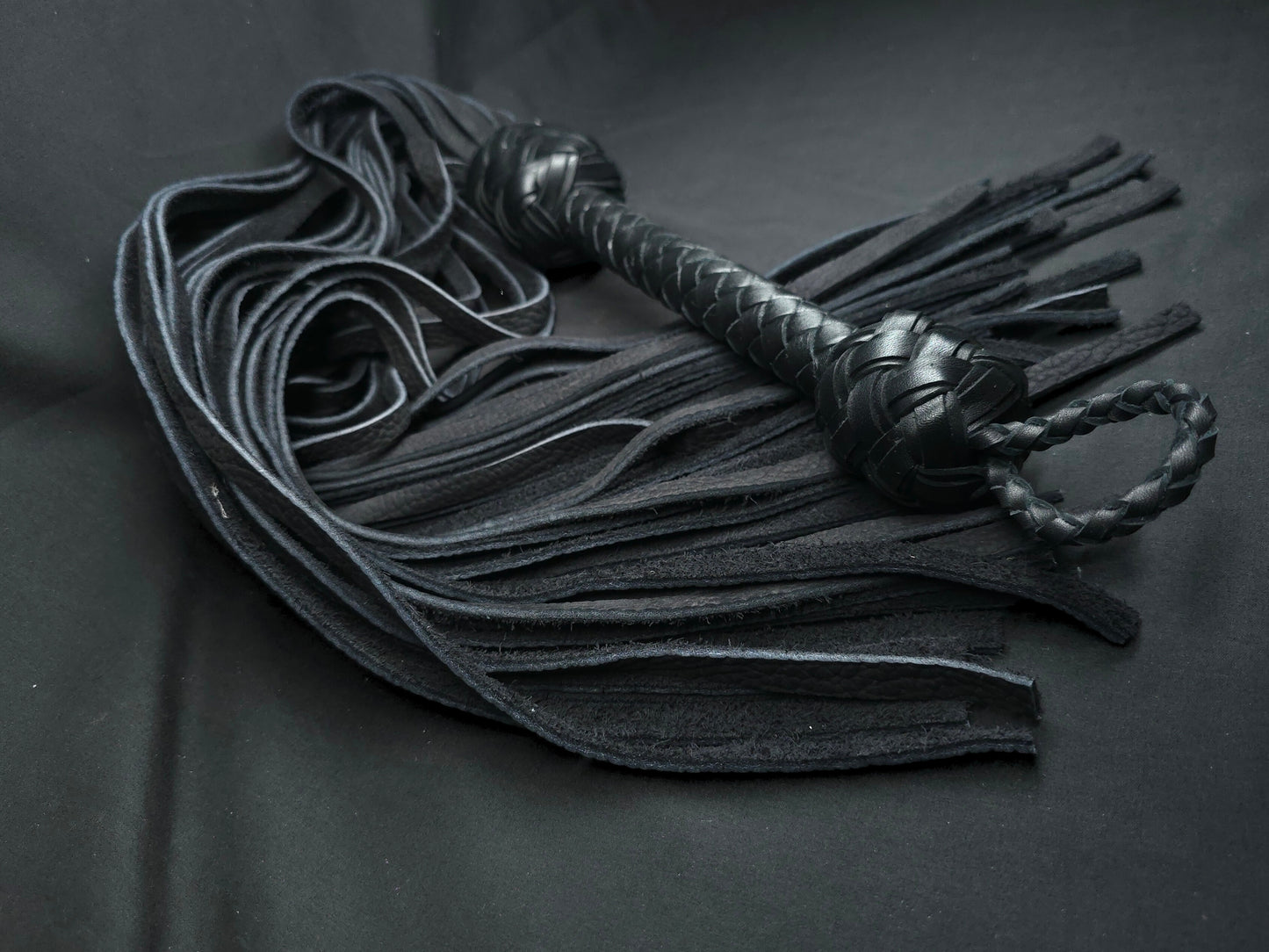 Black Velvet Leather Flogger- Size Large- Extra Thud