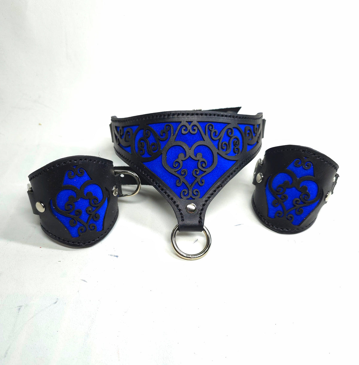 Blue Heart Filigree Collars and Cuffs - In Stock