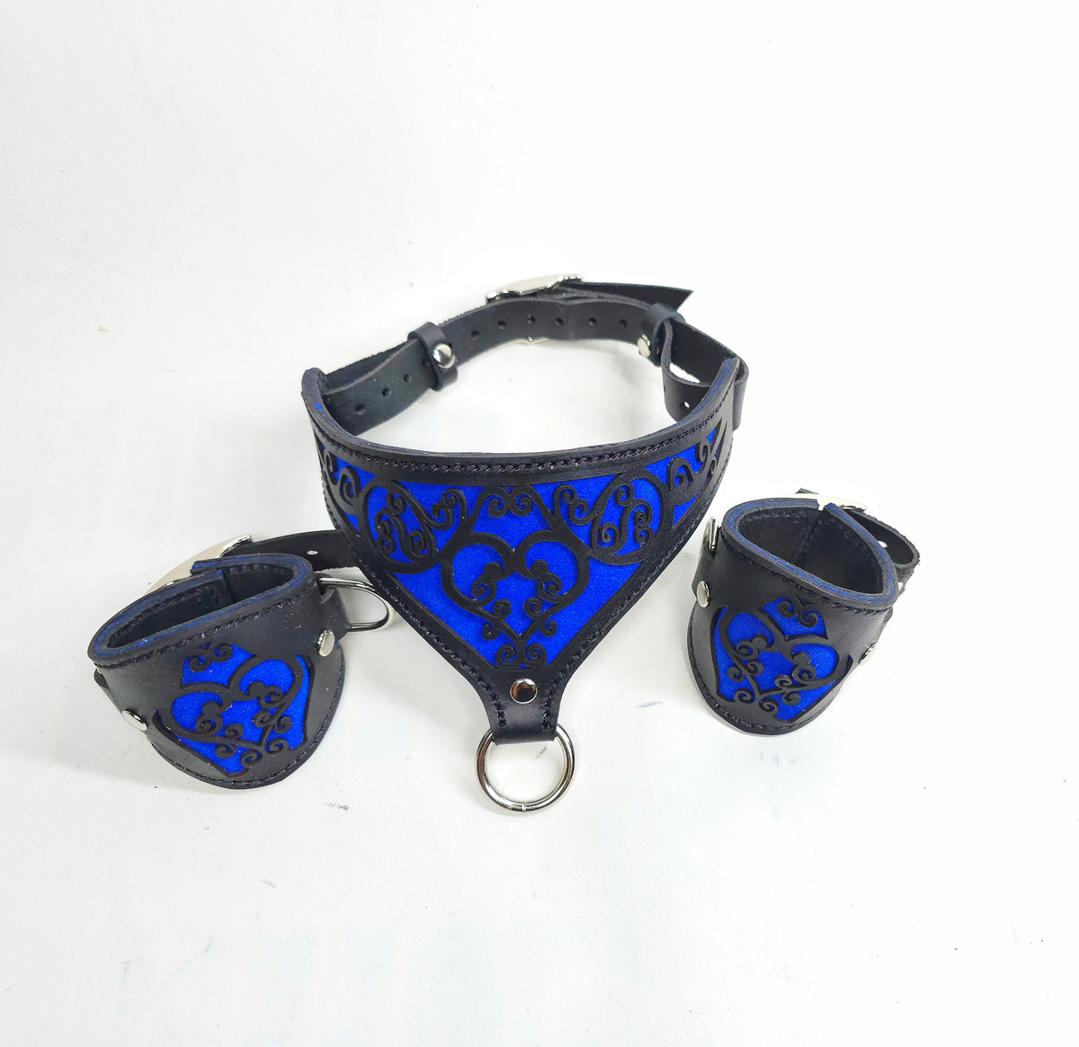 Blue Heart Filigree Collars and Cuffs - In Stock