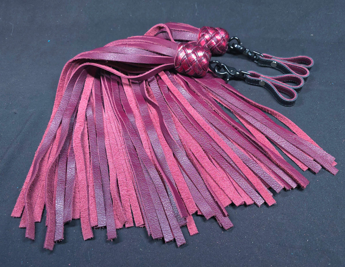 Burgundy Leather Finger Floggers- In Stock