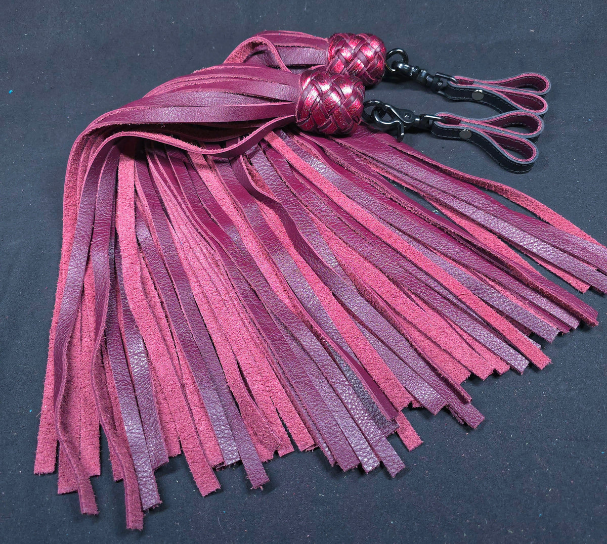 Burgundy Leather Finger Floggers- In Stock