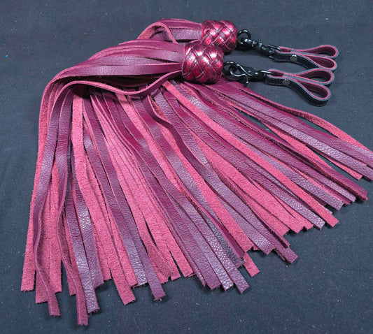 Burgundy Leather Finger Floggers- In Stock