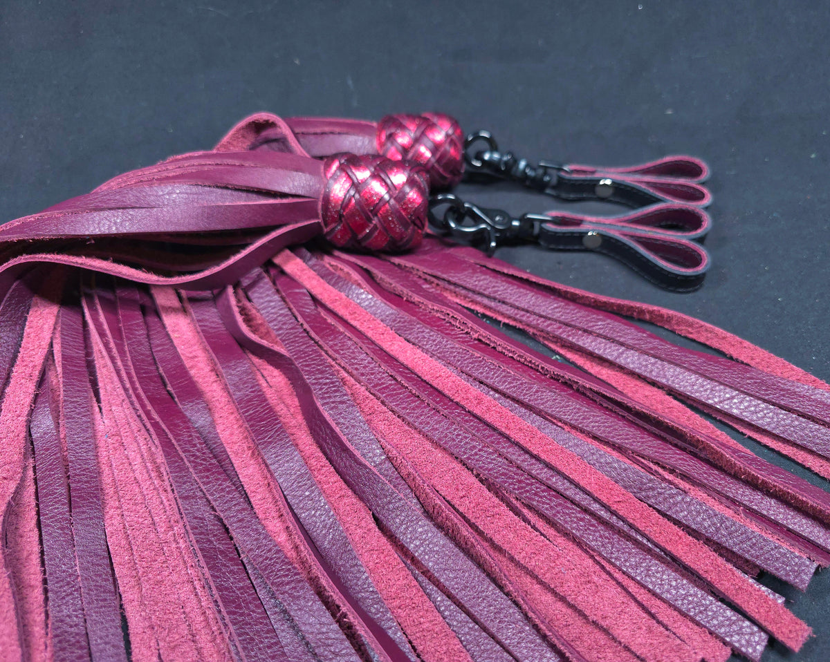 Burgundy Leather Finger Floggers- In Stock