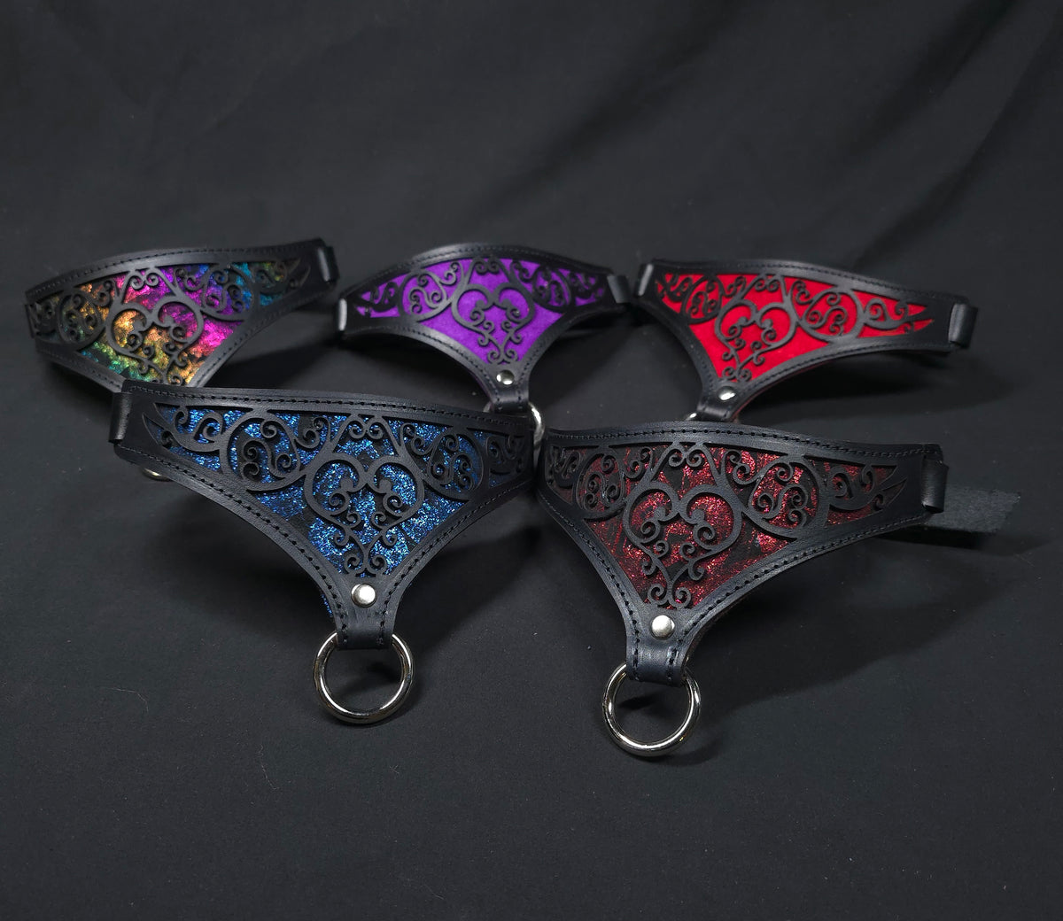 The Leather Heart Collar, Wrist, Ankle Cuffs- CUSTOM MADE TO ORDER