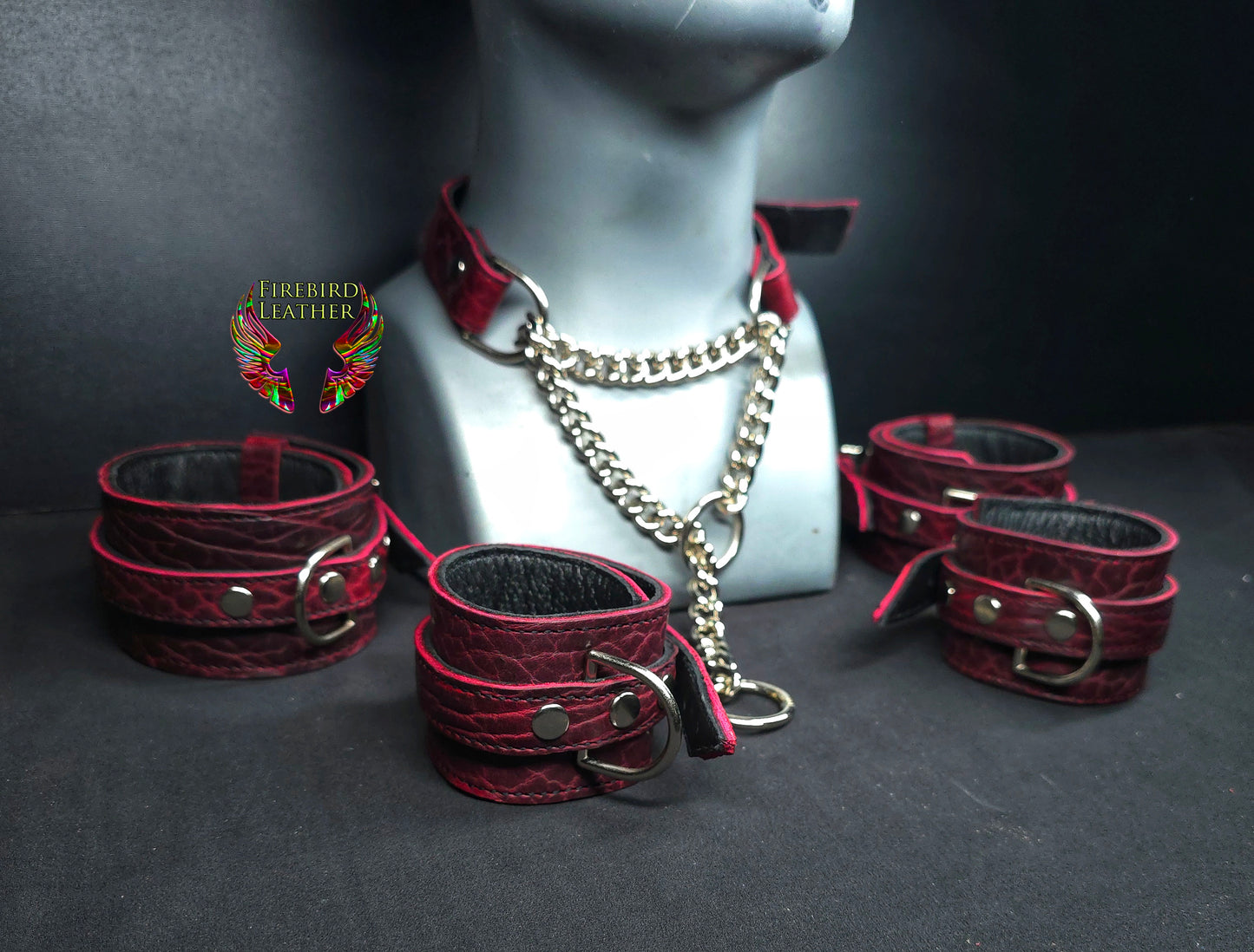 Oxblood Martingale Collar and Cuffs- Made to Order
