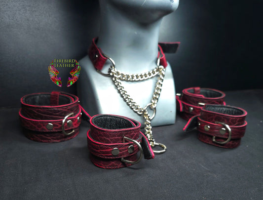 Oxblood Martingale Collar and Cuffs- Made to Order