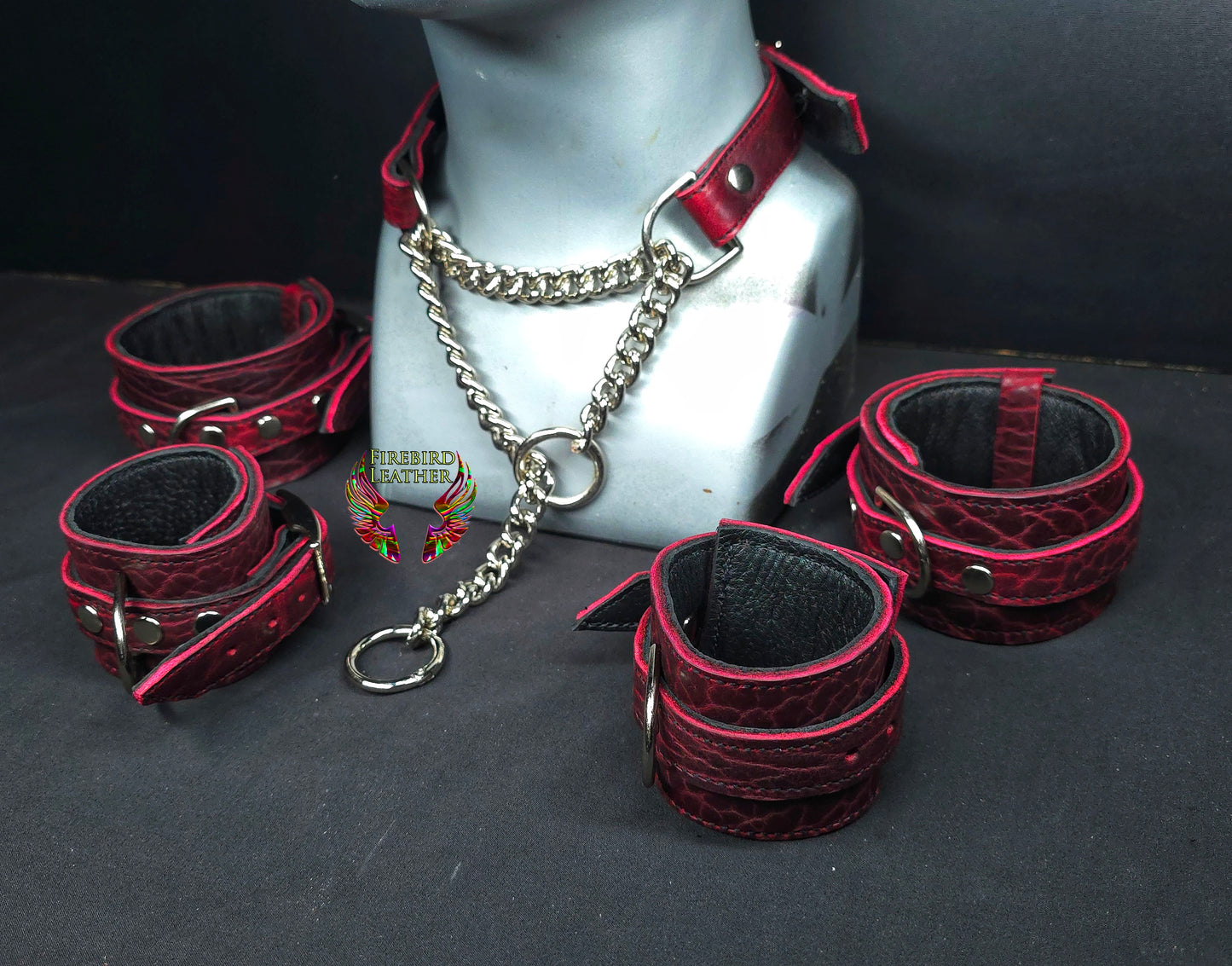 Oxblood Martingale Collar and Cuffs- Made to Order