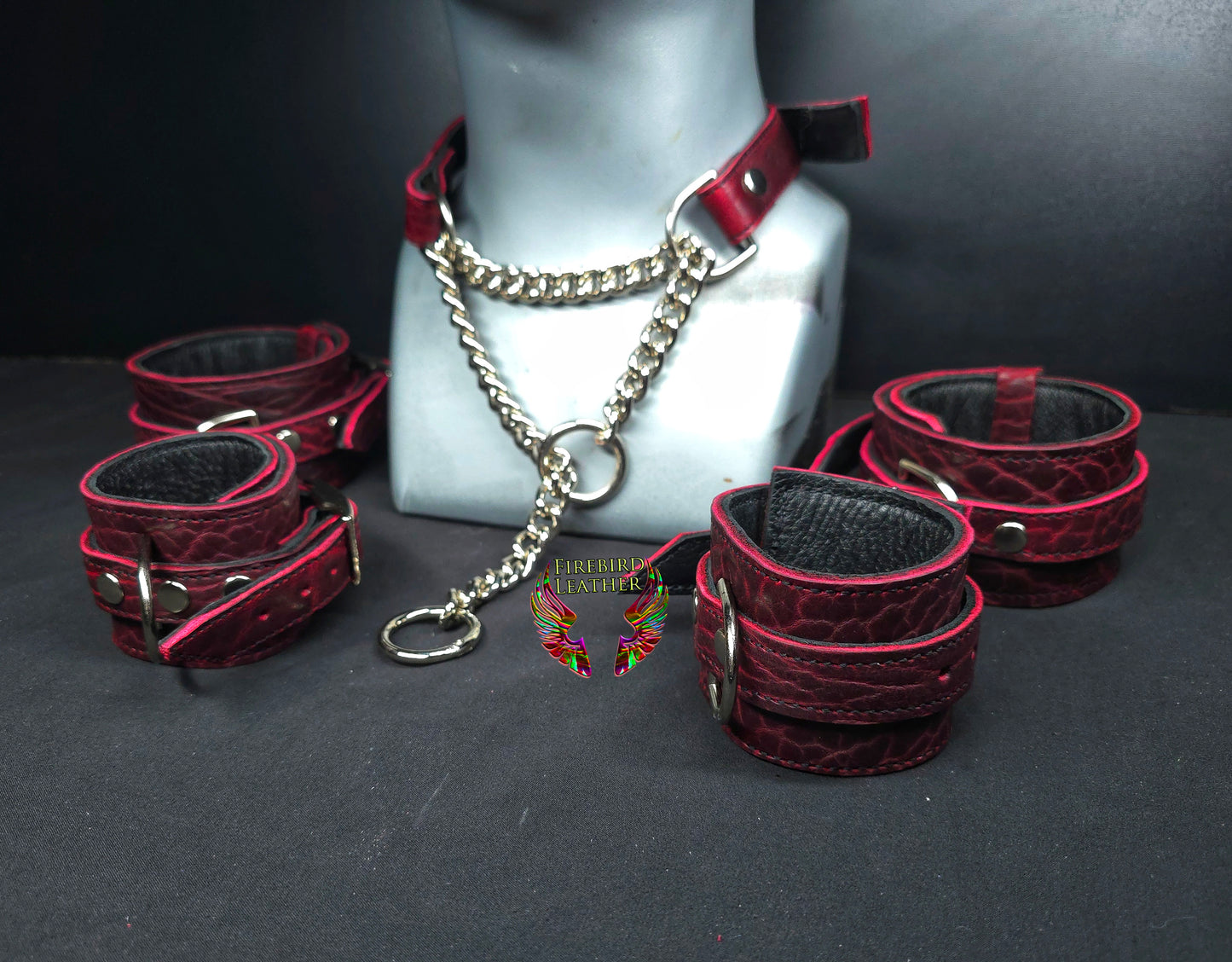 Oxblood Martingale Collar and Cuffs- Made to Order