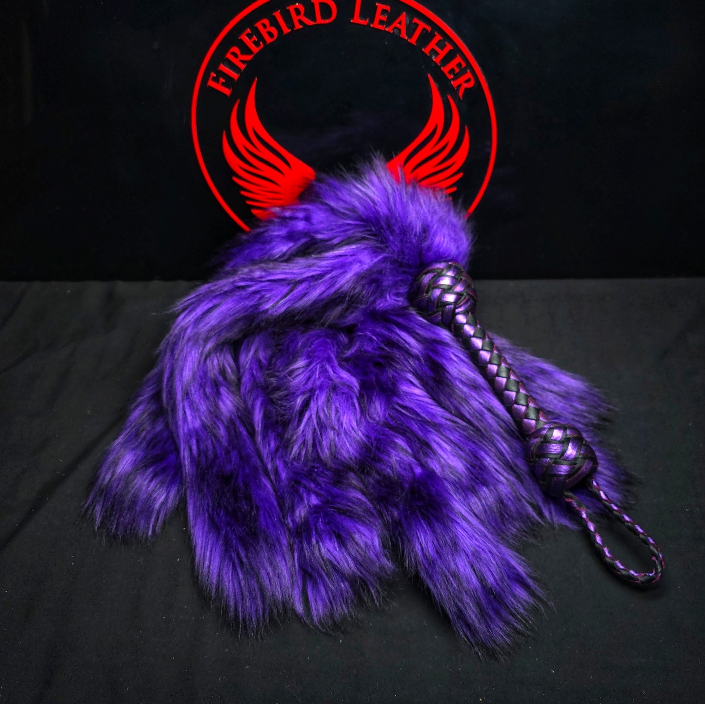 Black and Purple Fluffinator Fur Flogger- Made to Order