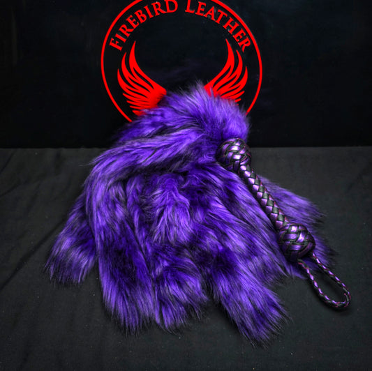 Black and Purple Fluffinator Fur Flogger- Made to Order