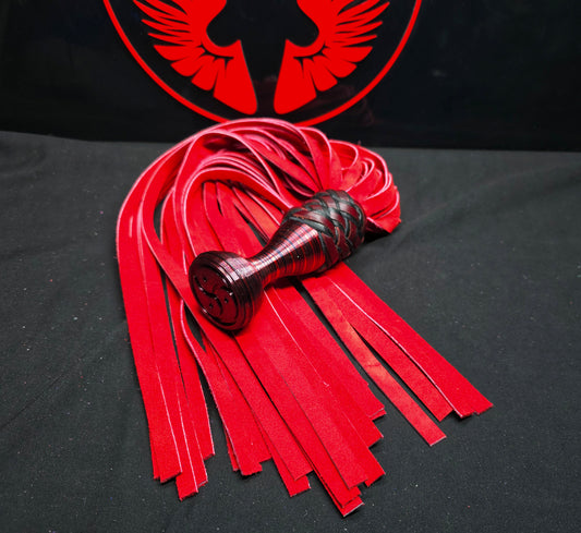 Red Suede Leather Ball Handle Flogger- In Stock