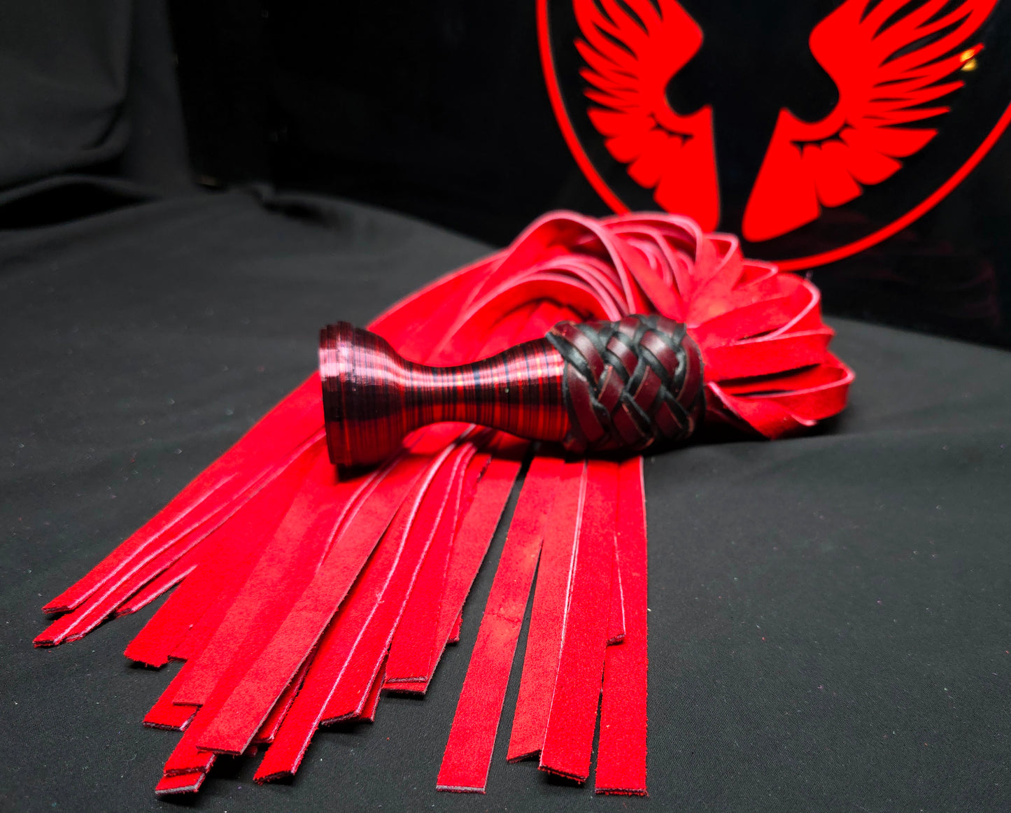 Red Suede Leather Ball Handle Flogger- In Stock