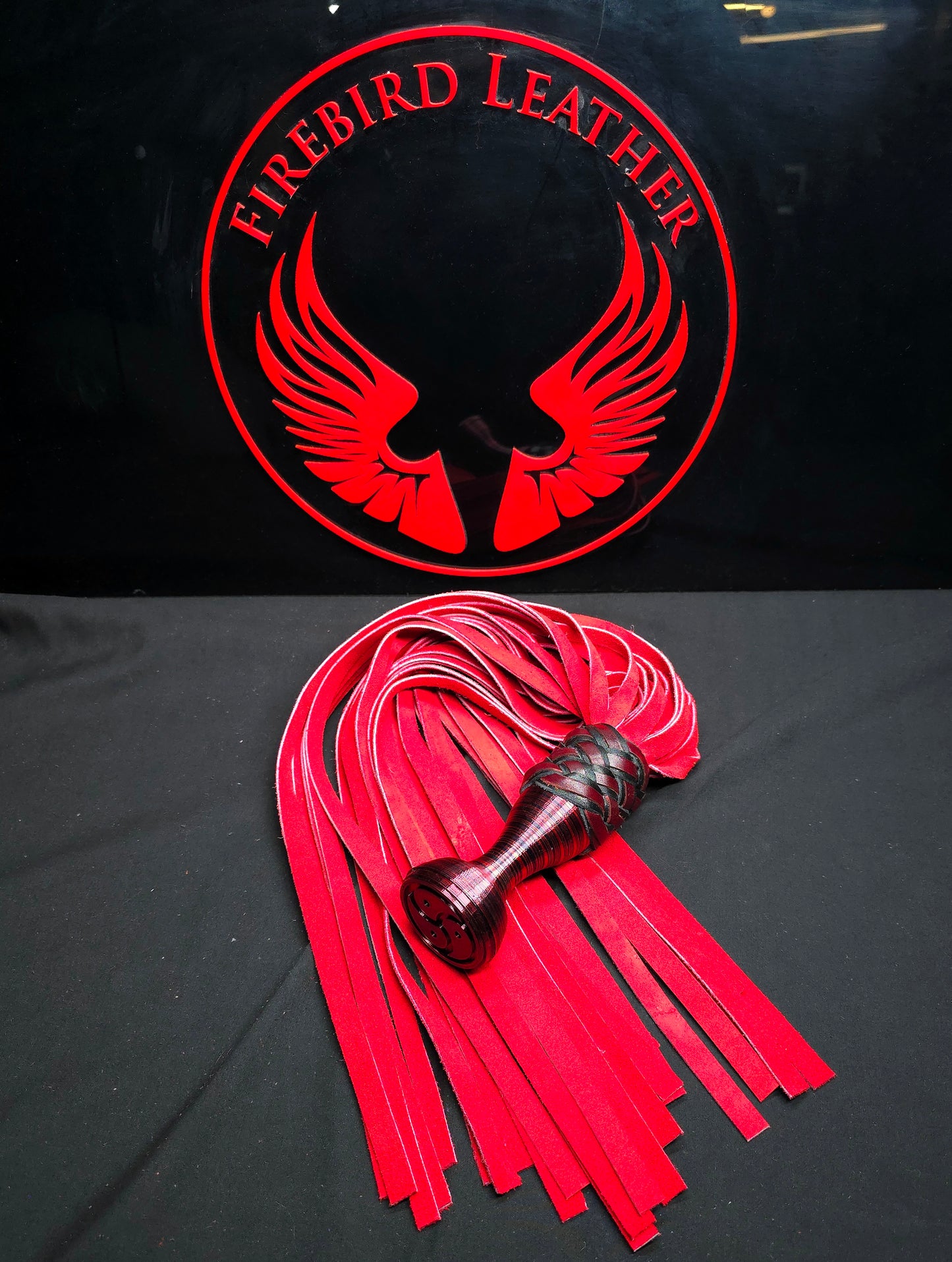 Red Suede Leather Ball Handle Flogger- In Stock
