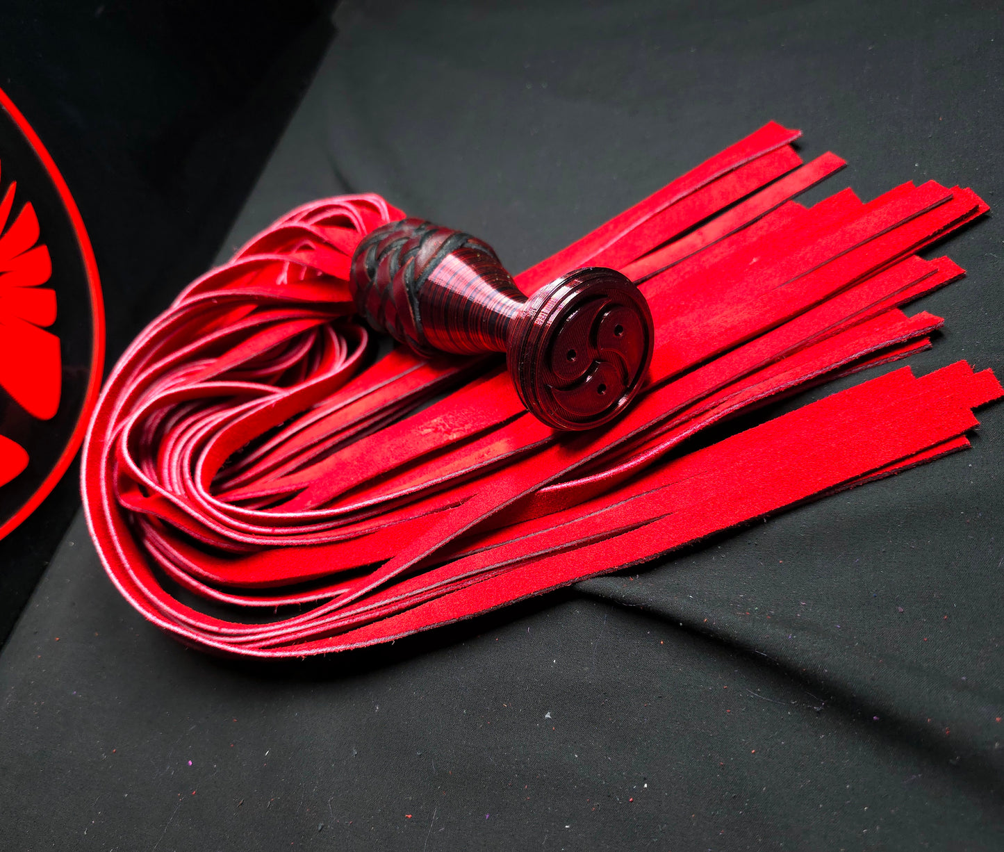 Red Suede Leather Ball Handle Flogger- In Stock