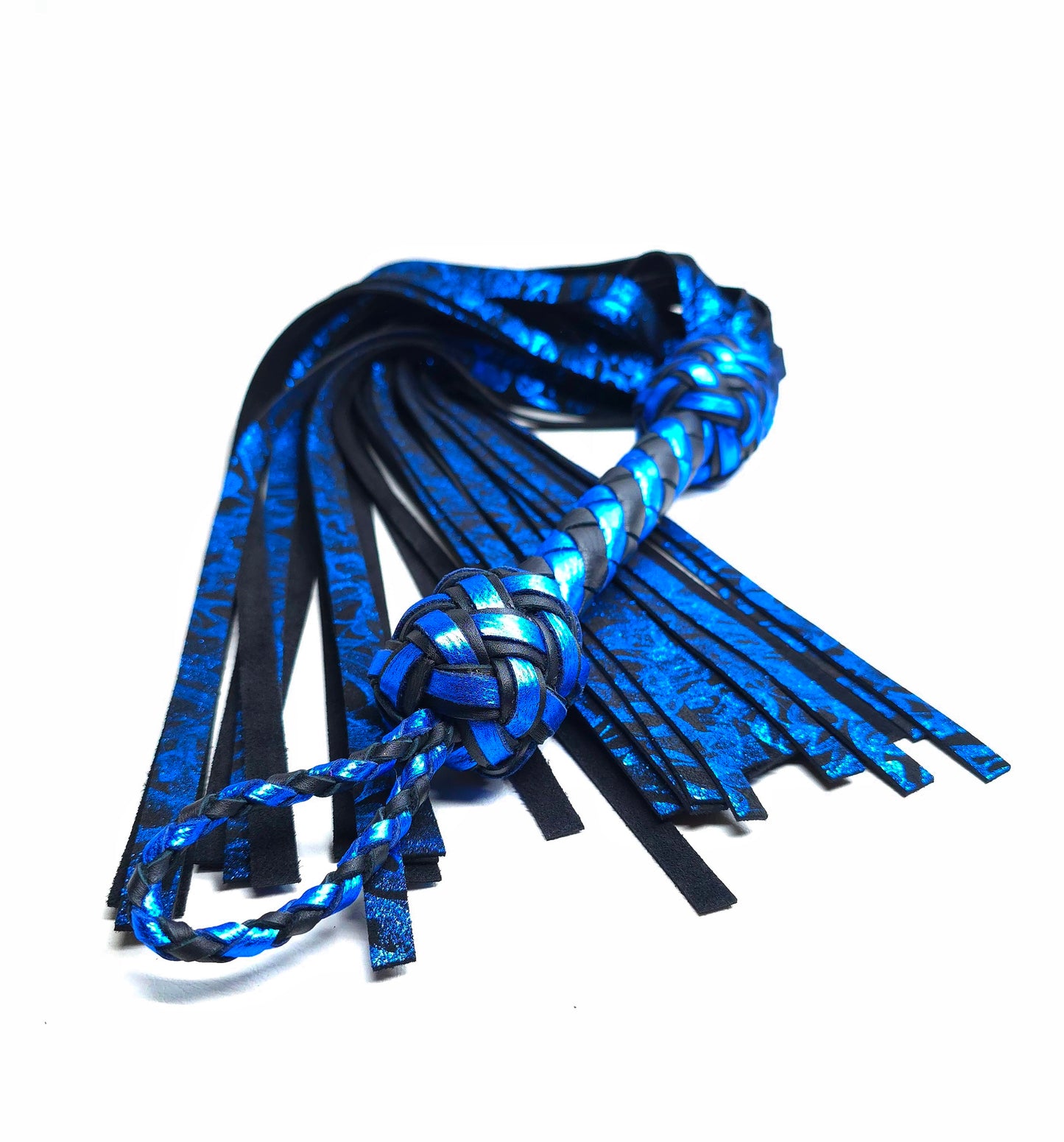 Sapphire Smoke Leather Flogger- In Stock